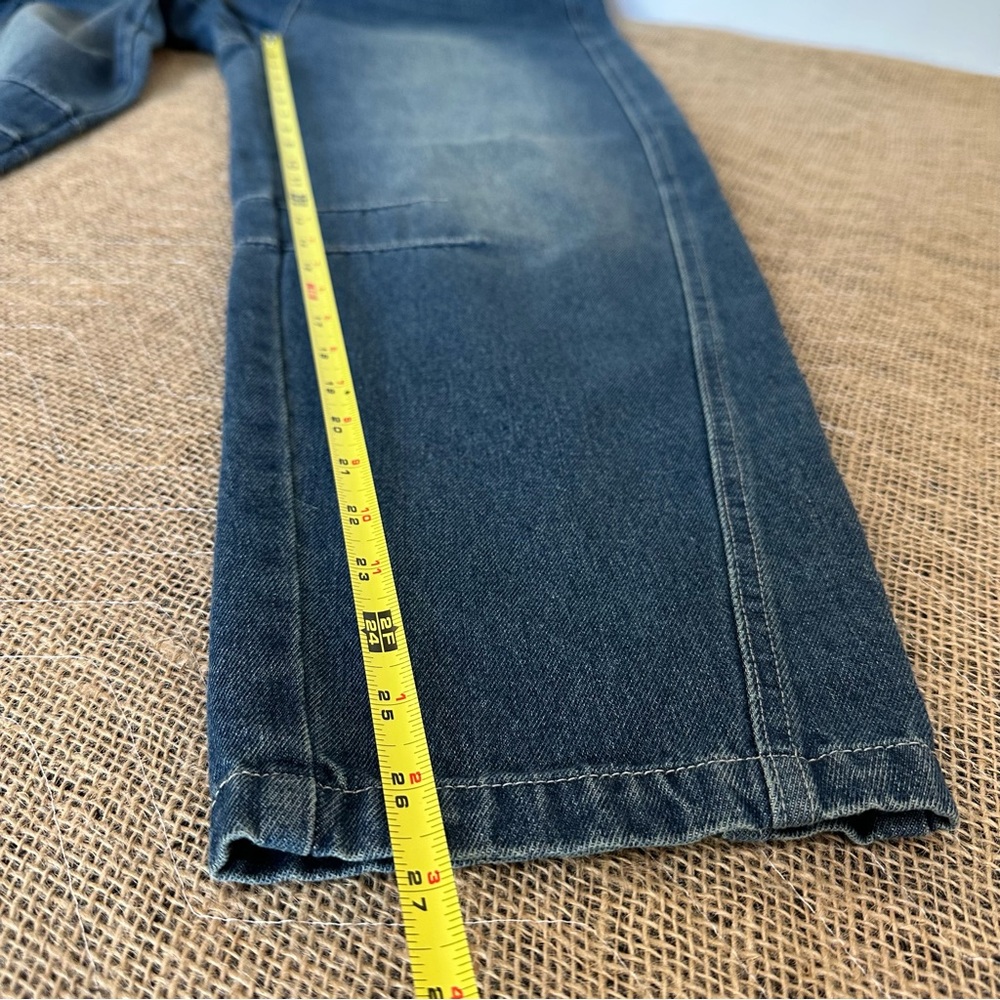 Barrel Leg Jeans Dark Blue Denim Faded Wash Seems NWOT no brand - Picture 5 of 9